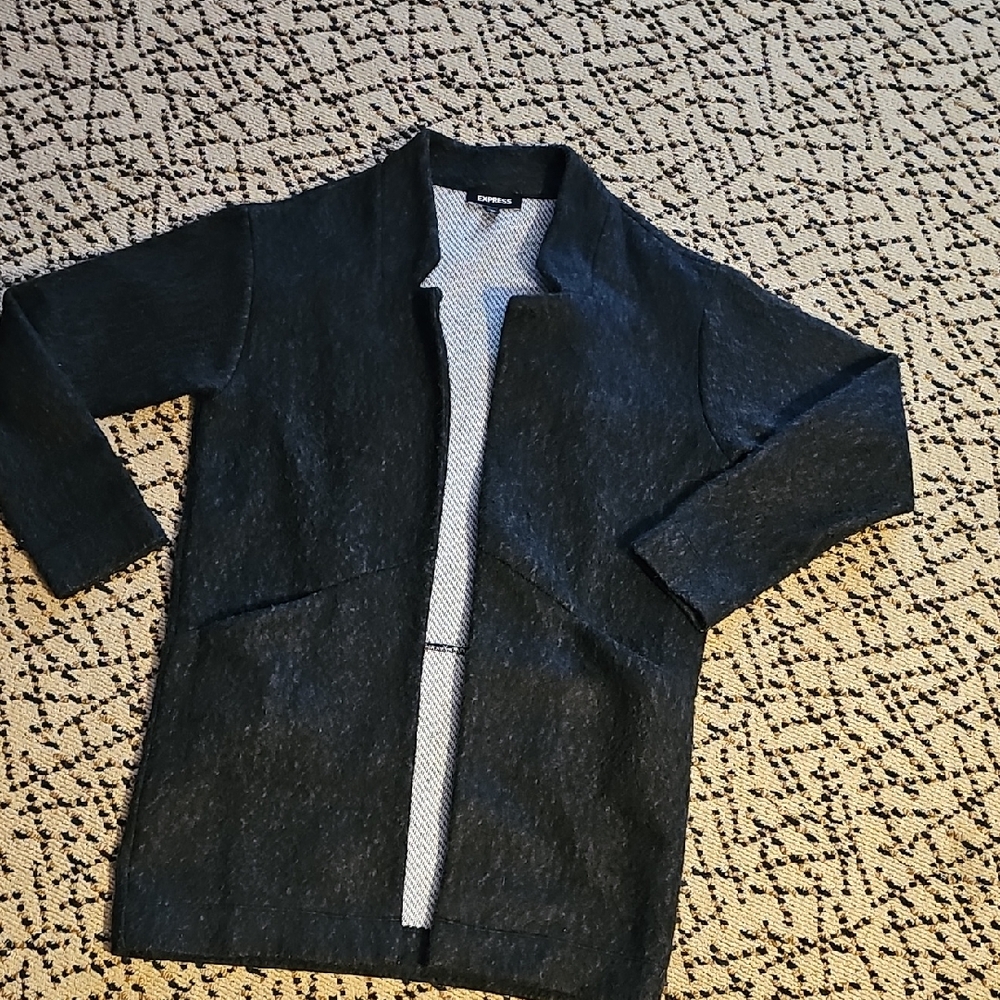Express Black Textured Knit Fabric Open Front Jacket. Size XS